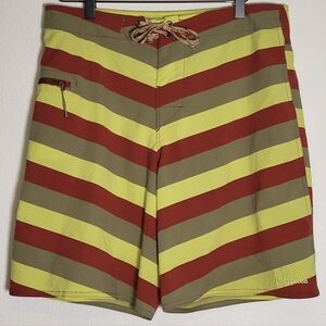 Patagonia Striped Shorts in Red and Yellow
